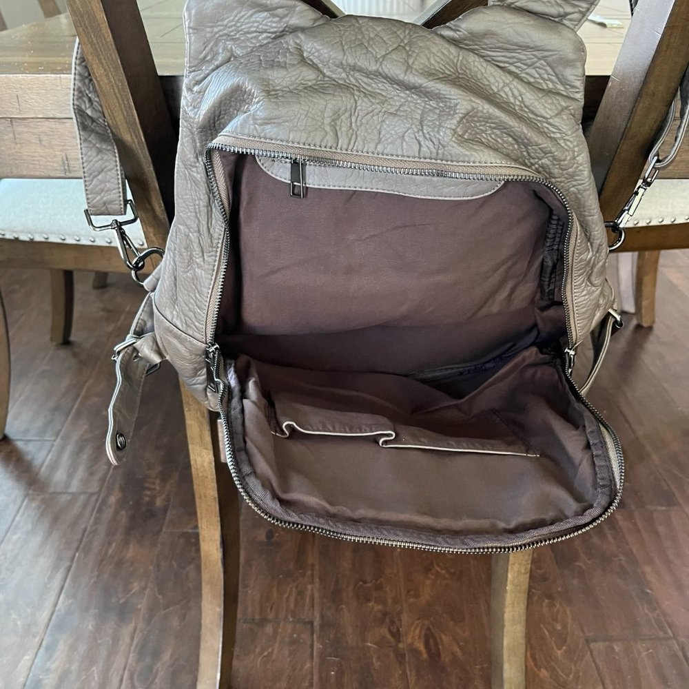 Gray Studded Purse/Bag/Backpack - image 2